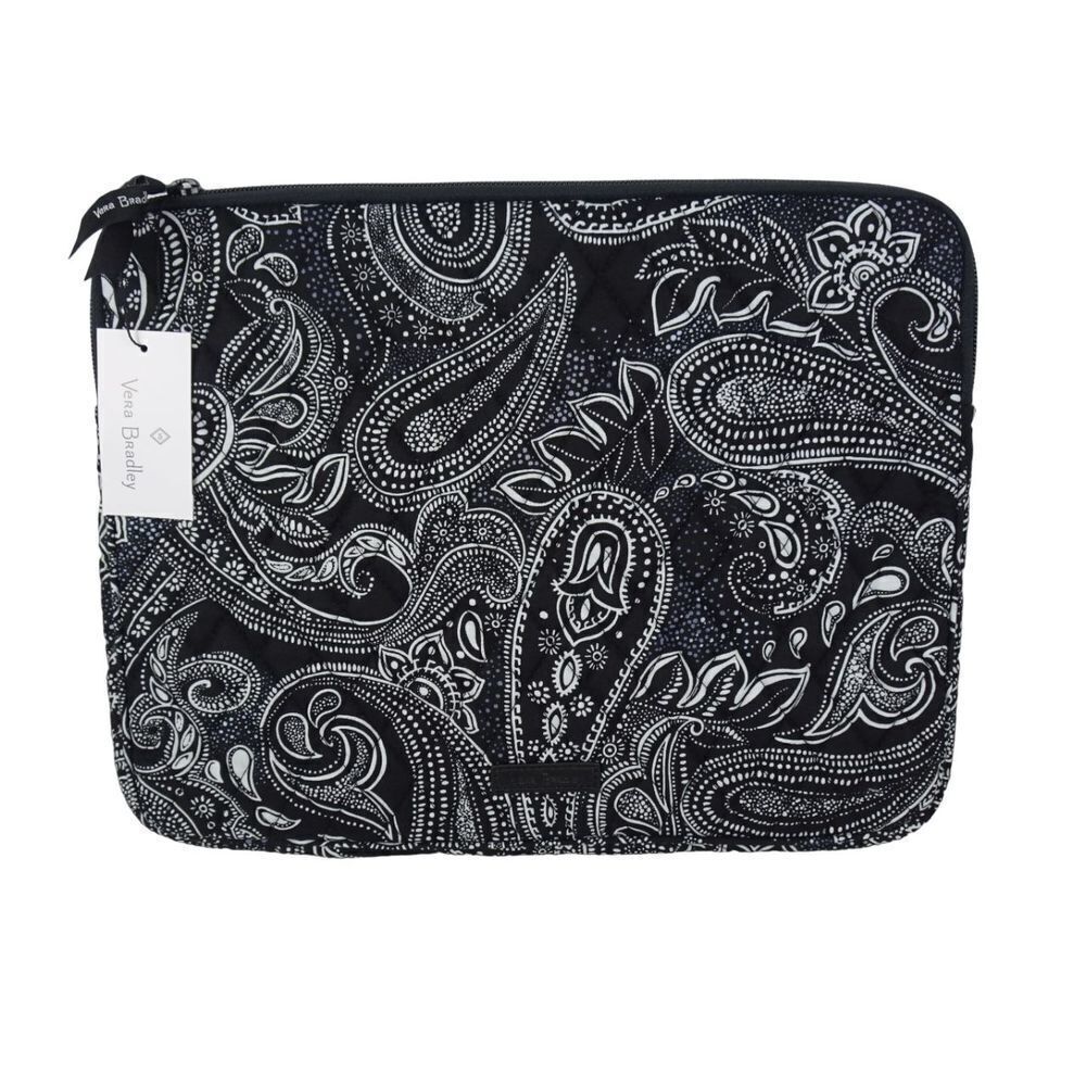 VERA BRADLEY Laptop Sleeve Case Factory Stellar Paisley Print Black NWT